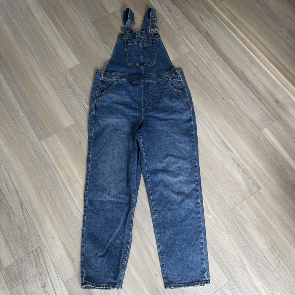 J Crew Women's Large Denim Bib Overalls Blue Jeans Adjustable Straps